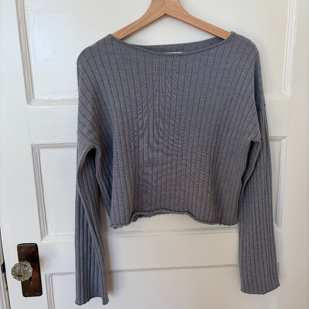 100% Wool Ribbed Cropped Sweater